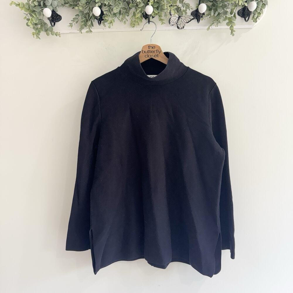 COS black Heavyknit Mock Neck Boxy oversized Sweater 22-4842